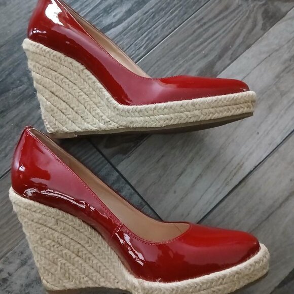 New-Via Spiga Red Patent Leather Espadrilles Shoes sz 7 1/2 - Picture 1 of 2